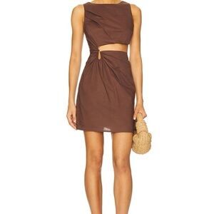 4th and Reckless Quinn Dress. Chic Brown Cutout Mini Dress